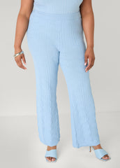 Jacquard Knit Flared Pants POWDER BLUE | Ashley Stewart