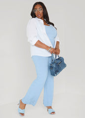 Jacquard Knit Tank POWDER BLUE | Ashley Stewart