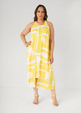 Cape Effect Abstract Midaxi Dress Primrose Yellow | Ashley Stewart