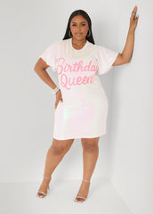Birthday Queen Sequin Dress White | Ashley Stewart