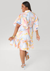 Ruffled Watercolor Dress Multi | Ashley Stewart