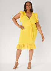 Tiered Tulle Sheath Dress Maize | Ashley Stewart
