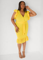 Tiered Tulle Sheath Dress Maize | Ashley Stewart