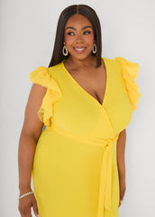 Tiered Tulle Sheath Dress Maize | Ashley Stewart