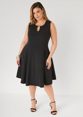 Textured Knit A Line Dress Black | Ashley Stewart