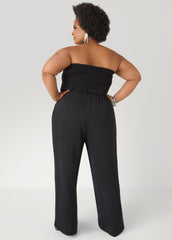 Tall Strapless Bow Embellished Jumpsuit Black | Ashley Stewart