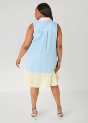 Flounced Colorblock Shirtdress Multi | Ashley Stewart