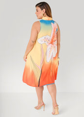Tie Neck Floral Print Dress Multi | Ashley Stewart