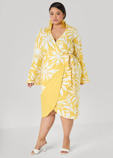 Floral Print Wrap Dress Maize | Ashley Stewart