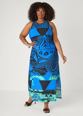 Abstract Maxi Dress Sodalite | Ashley Stewart