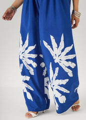 Strapless Leaf Print Jumpsuit Sodalite | Ashley Stewart