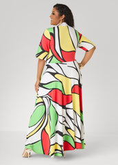 Printed Faux Wrap Maxi Dress Multi | Ashley Stewart