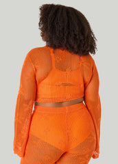 Crochet Tie Front Crop Top Orangeade | Ashley Stewart