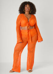 Crochet Wide Leg Pants Orangeade | Ashley Stewart