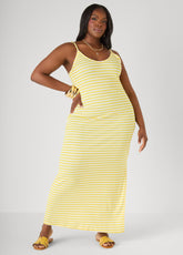 Striped Ribbed Maxi Dress Lemon | Ashley Stewart