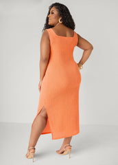 Textured Square Neck Midaxi Dress Dragon Fire | Ashley Stewart