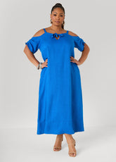 Cold Shoulder Maxi Dress Victoria Blue | Ashley Stewart