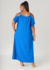 Cold Shoulder Maxi Dress Victoria Blue | Ashley Stewart
