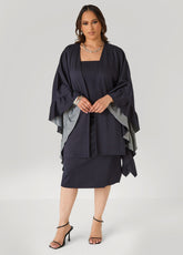 Ruffle Trimmed Denim Kimono Denim | Ashley Stewart