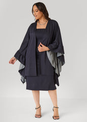 Ruffle Trimmed Denim Kimono Denim | Ashley Stewart