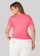 The Basic Jersey Crewneck Tee Calypso Coral | Ashley Stewart