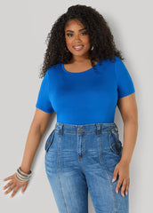 Basic Crewneck Jersey Tee Victoria Blue | Ashley Stewart