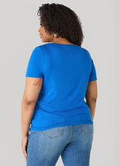 Basic Crewneck Jersey Tee Victoria Blue | Ashley Stewart