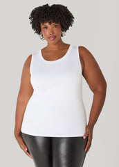 Basic Knit Cami Top White | Ashley Stewart