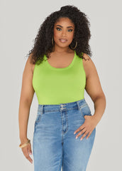 The Basic Knitted Cami Macaw Green | Ashley Stewart