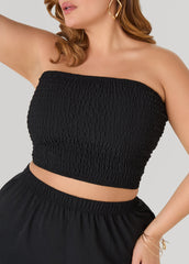 Smocked Tube Top Black | Ashley Stewart