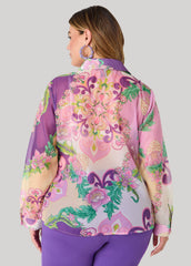 Floral Print Organza Shirt Multi | Ashley Stewart