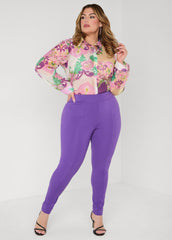 Floral Print Organza Shirt Multi | Ashley Stewart