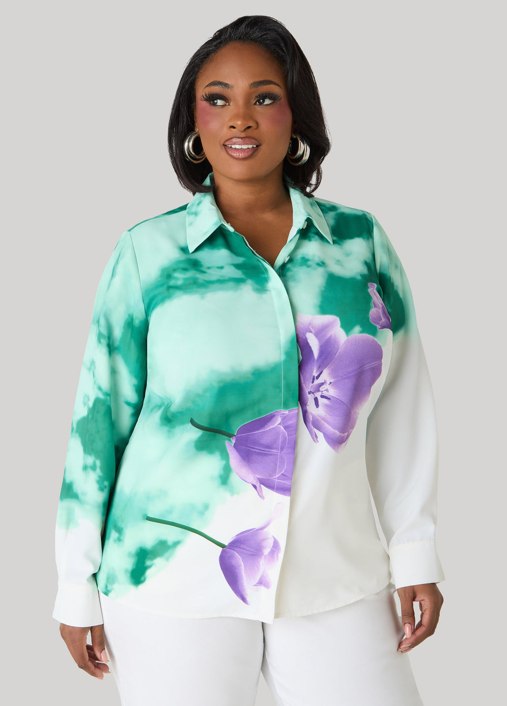 Floral Print Shirt Amazon | Ashley Stewart