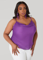 Cowl Neck Crepe Cami Pansy | Ashley Stewart