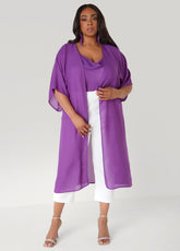 Open Front Crepe Kimono Pansy | Ashley Stewart