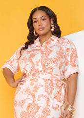 Paisley Print Shirt Persimmon Orange | Ashley Stewart