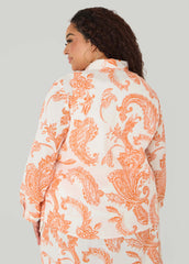 Paisley Print Shirt Persimmon Orange | Ashley Stewart