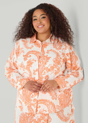 Paisley Print Shirt Persimmon Orange | Ashley Stewart