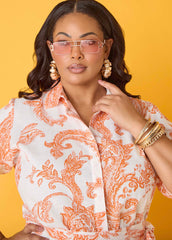 Paisley Print Shirt Persimmon Orange | Ashley Stewart