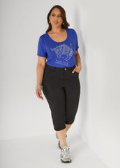 Taurus Crystal Tee Royal Blue | Ashley Stewart