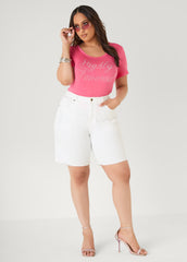 Highly Favored Crystal Tee Coral | Ashley Stewart