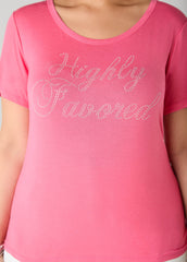 Highly Favored Crystal Tee Coral | Ashley Stewart