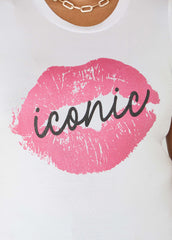 Iconic Glittered Graphic Tee White | Ashley Stewart