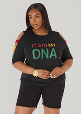Its In My DNA Cutout Graphic Tee Black | Ashley Stewart