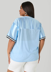 Sequin 23 Mesh Paneled Jersey POWDER BLUE | Ashley Stewart