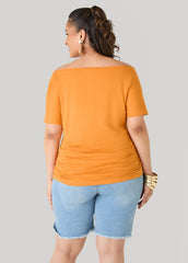 Queen Off The Shoulder Tee Desert Sun | Ashley Stewart