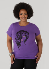 Powerful Glittered Graphic Tee Pansy | Ashley Stewart