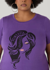Powerful Glittered Graphic Tee Pansy | Ashley Stewart