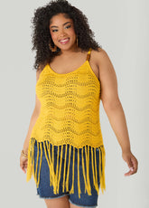 Beaded Crochet Top Spectra Yellow | Ashley Stewart