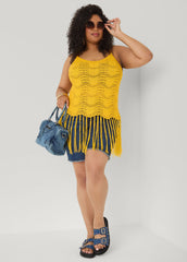 Beaded Crochet Top Spectra Yellow | Ashley Stewart